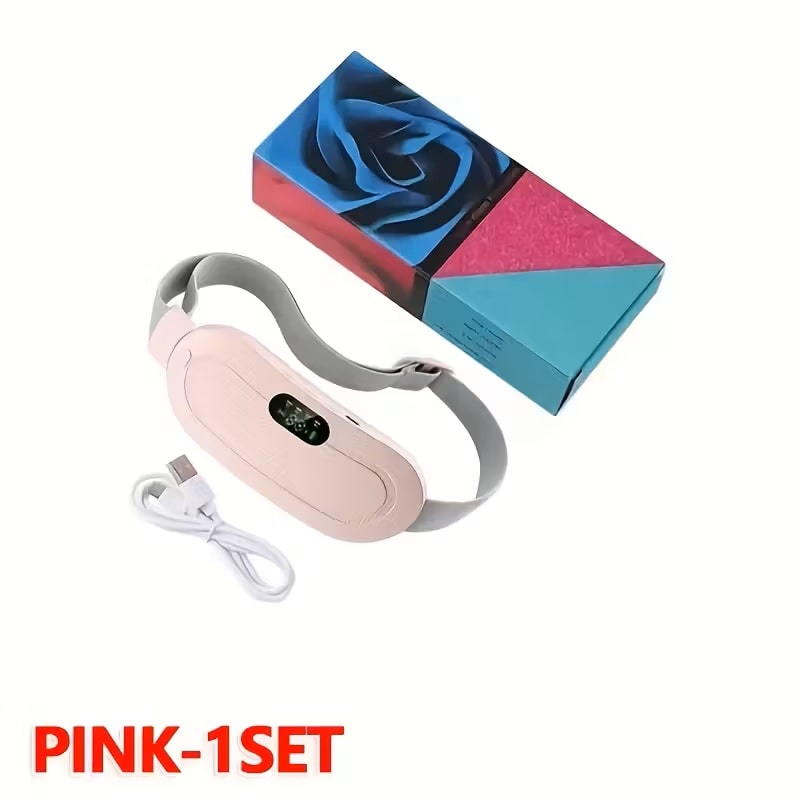 Masajeador Abdominal Recargable USB con Calor y Vibración Rosa