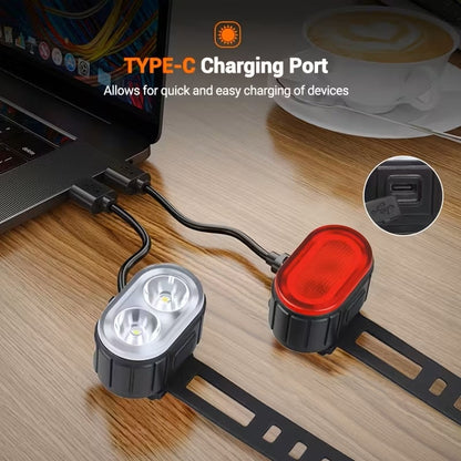 Luces LED Delantera y Trasera para Bicicleta Recargables USB