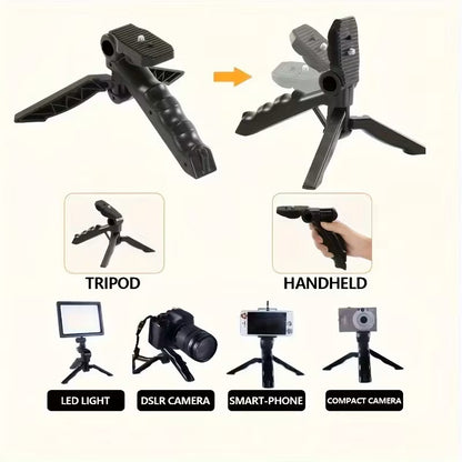 Trípode y Estabilizador 5 en 1 para Smartphone con Luz LED y Micrófono Negro