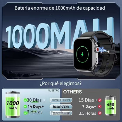 Smartwatch Negro con Llamadas Bluetooth y 100+ Modos Deportivos