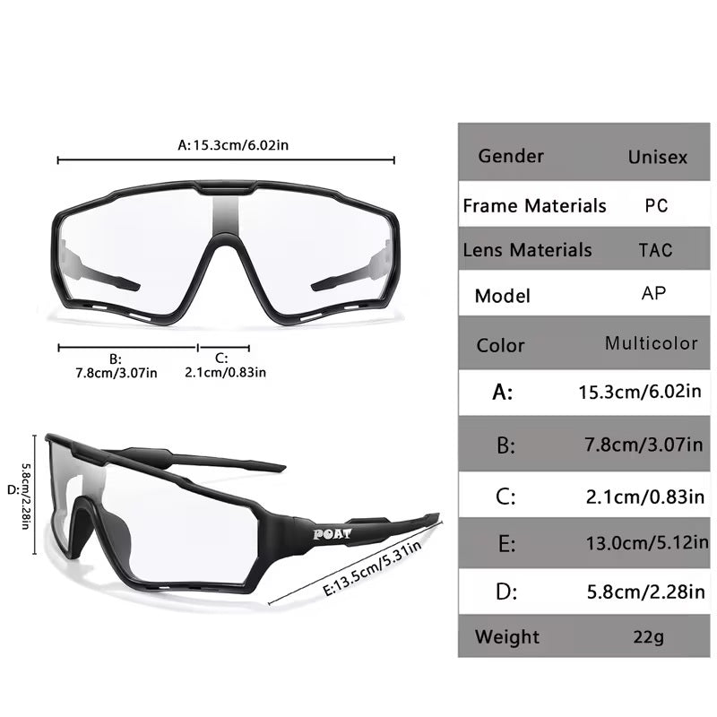 Gafas de Ciclismo Fotocromáticas Unisex – Lentes UV400 Negro/Turquesa
