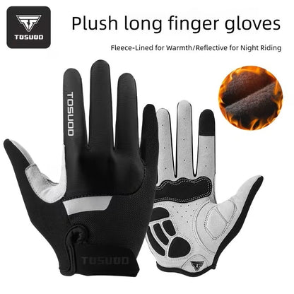 Guantes de Ciclismo de Dedo Largo Reflectantes Negro