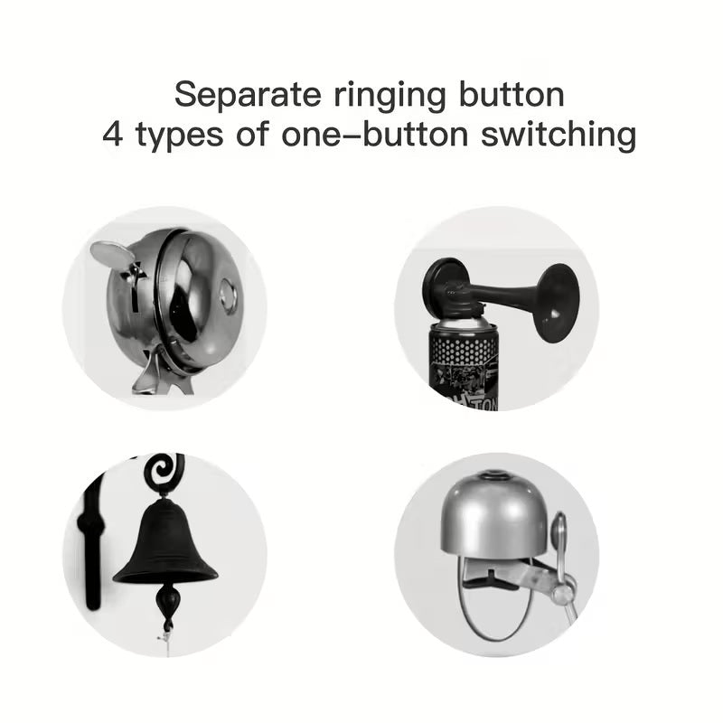 Bocina USB Recargable Bicicleta 120dB 4 Modos Impermeable Negra