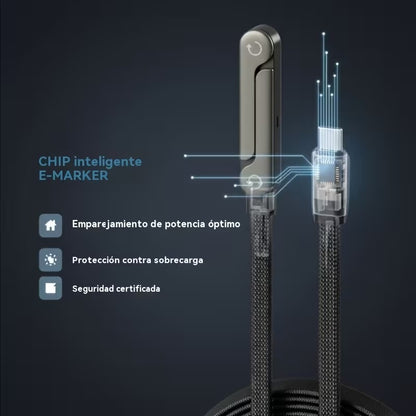 Cable USB-C 240W con Soporte Plegable para Teléfono