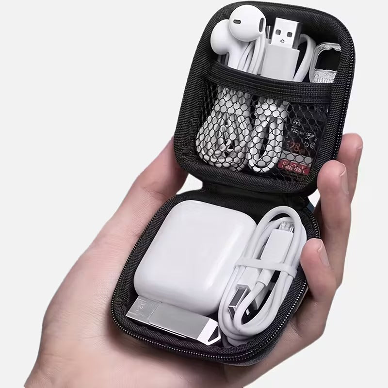 Mini Estuche Portátil para Accesorios Electrónicos Negro