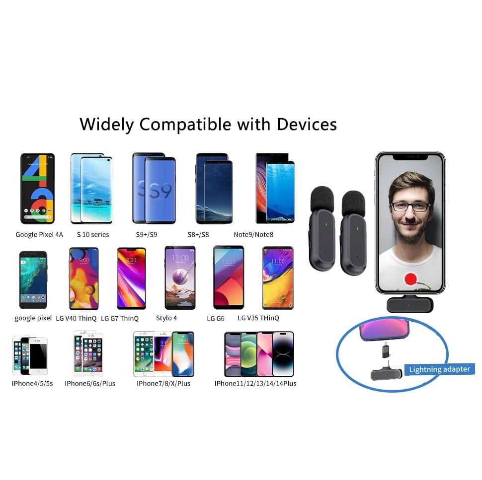 Micrófonos Lavalier Inalámbricos Profesionales – USB-C & Lightning – Pack x2