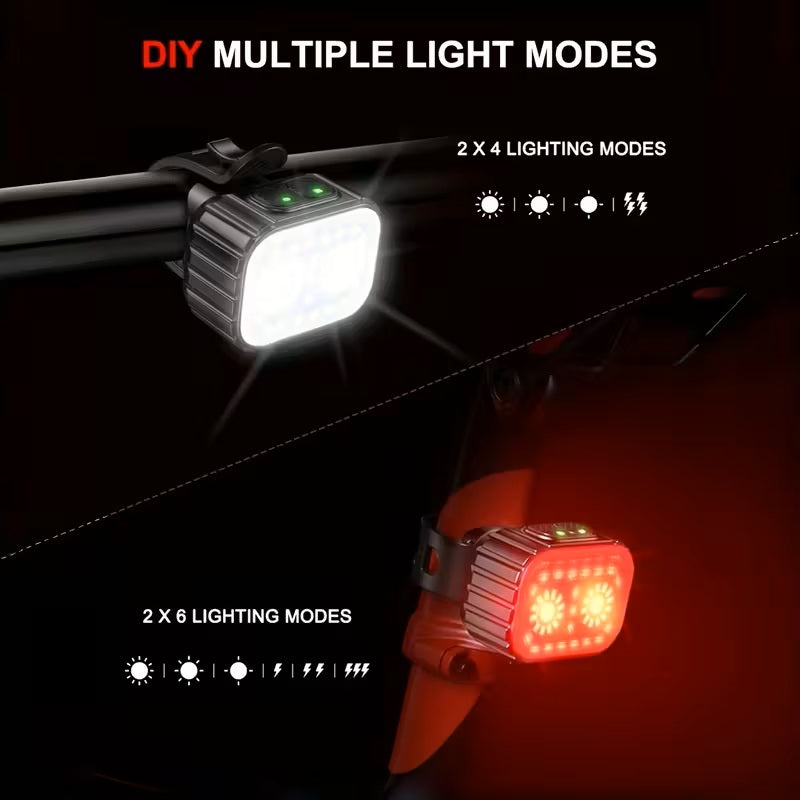 Luces LED para Bicicleta Recargables USB Delantera y Trasera Kit x2