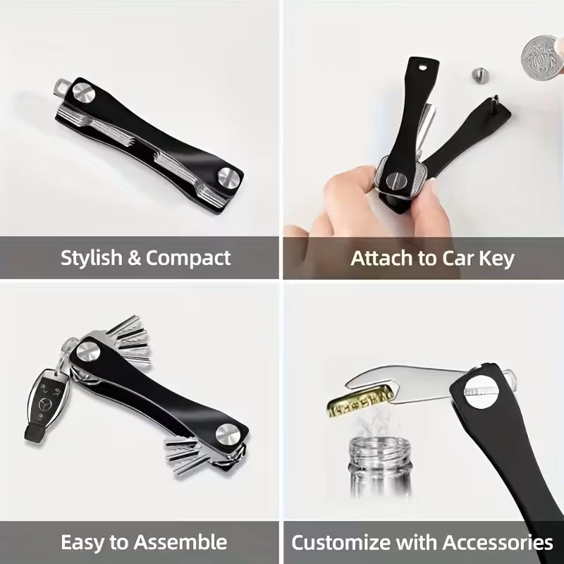 Llavero Minimalista de Aluminio organizador para 10 Llaves Negro