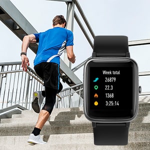 Smartwatch 1.83” con GPS y Bluetooth IP68 Negro