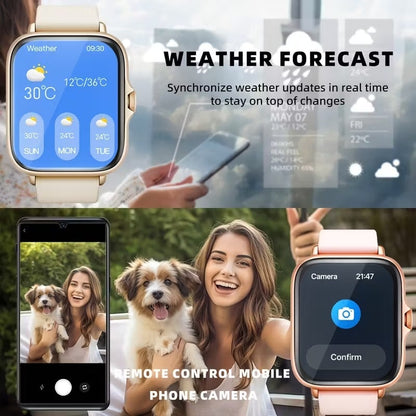Smartwatch 1.83” con Llamadas y Monitoreo de Salud Dorado y Beige