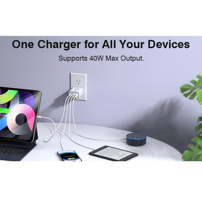 Cargador de Pared Inteligente Multi USB-C USB-A - hasta 40W – Carga 4 Dispositivos
