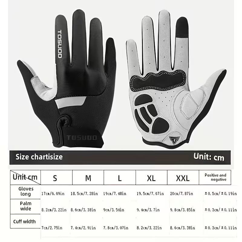 Guantes de Ciclismo de Dedo Largo Reflectantes Blanco y Negro