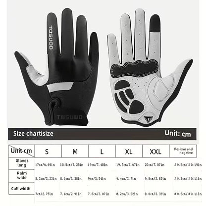 Guantes de Ciclismo de Dedo Largo Reflectantes Blanco y Negro