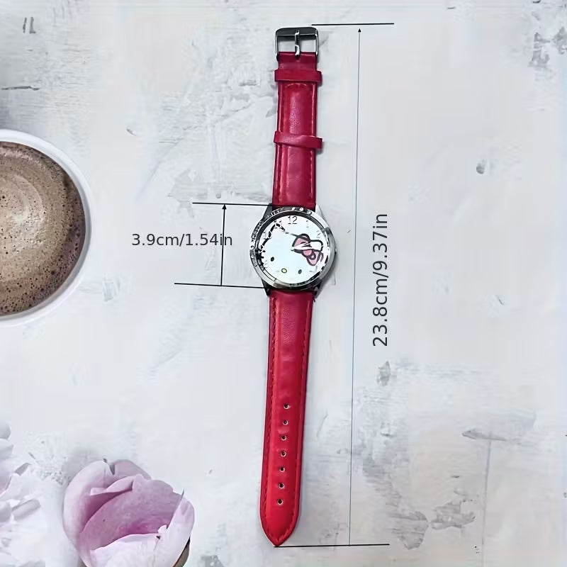 Reloj de Moda Hello Kitty Sanrio para Mujer con Correa de Cuero PU