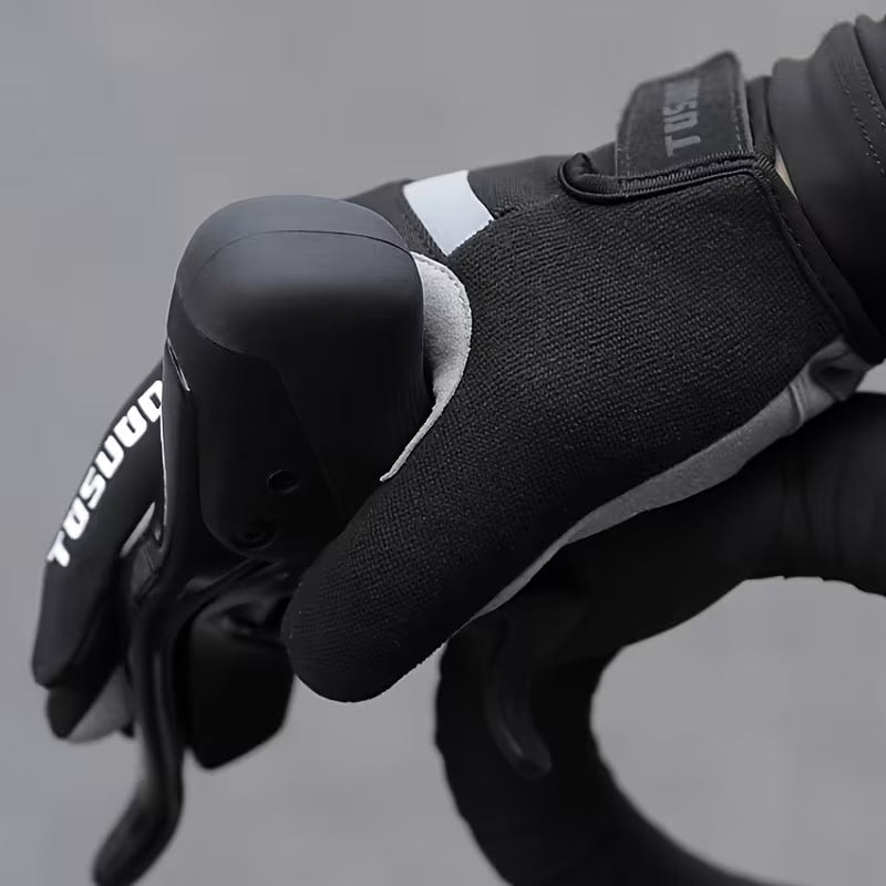 Guantes de Ciclismo de Dedo Largo Reflectantes Blanco y Negro