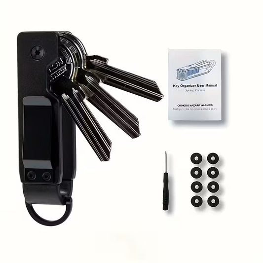 Llavero Smart - Organizador de Llaves Minimalista de Aluminio - Llavero Multifuncional para 1-6 Llaves - Portátil y Duradero - Negro