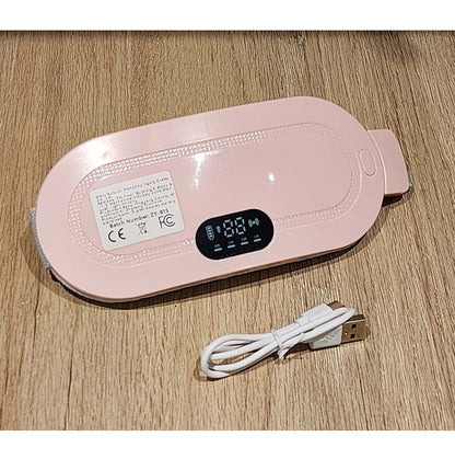 Masajeador Abdominal Recargable USB con Calor y Vibración Rosa