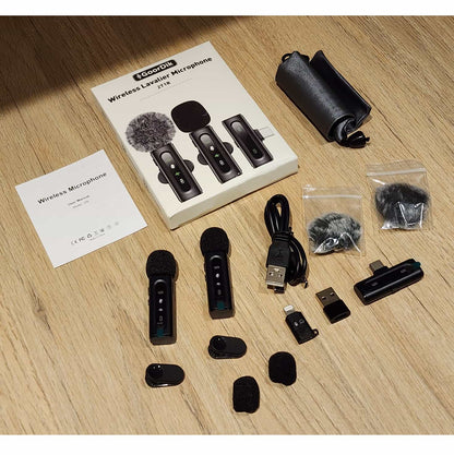 Micrófonos Lavalier Wireless PRO – USB-C, Reducción de Ruido – Pack x2