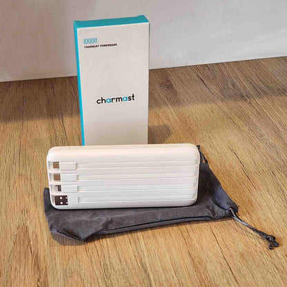 Power Bank 10000mAh 4 Cables Integrados USB-C Carga Rápida Blanco