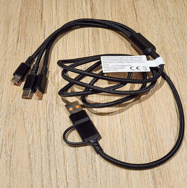 Cable Carga Múltiple 5 en 1 80W Nylon 1,2m iPhone y Android