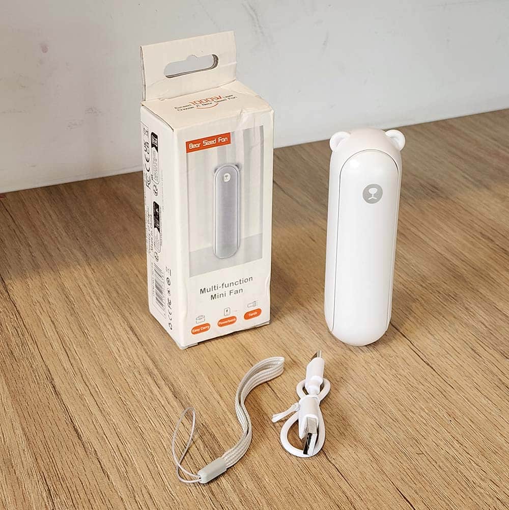 Ventilador Portátil de Mano Mini con Luz LED y Power Bank Blanco