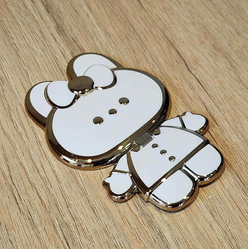 Soporte para Celular Plegable Conejito y Lazo Blanco y Dorado