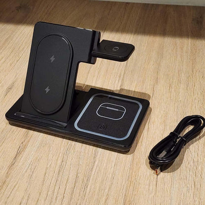 Estación de Carga Inalámbrica Plegable 3 en 1 para iPhone, Apple Watch y AirPods Negro