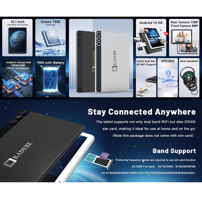 Tablet Android 14 10.1” 14GB RAM 128GB Dual SIM 4G con Accesorios