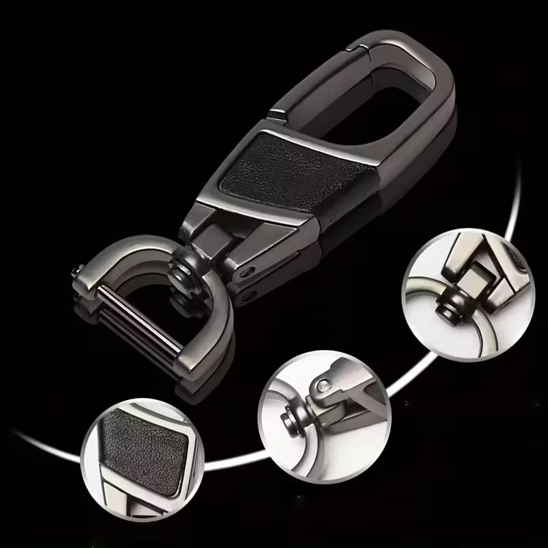 Llavero Giratorio 360° de Metal Negro para Auto