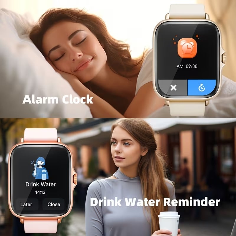 Smartwatch 1.83” con Llamadas y Monitoreo de Salud Dorado y Beige