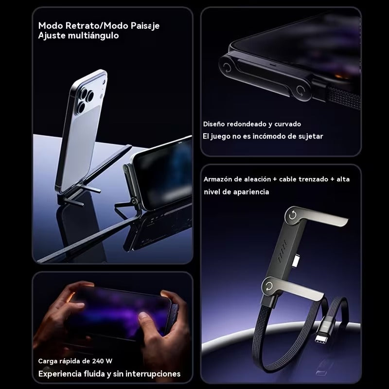 Cable USB-C 240W con Soporte Plegable para Teléfono