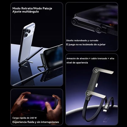 Cable USB-C 240W con Soporte Plegable para Teléfono