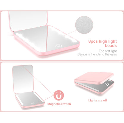 Espejo Compacto Recargable con Luz LED 3 Tonos