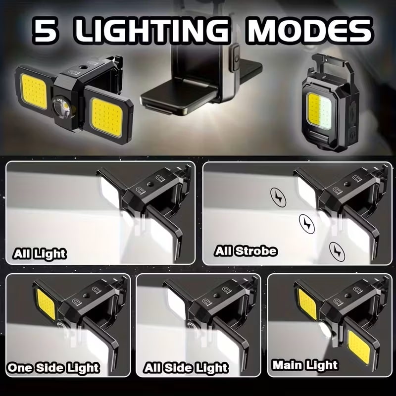 Linterna LED Doble Multifuncional Mini con Llavero Recargable USB