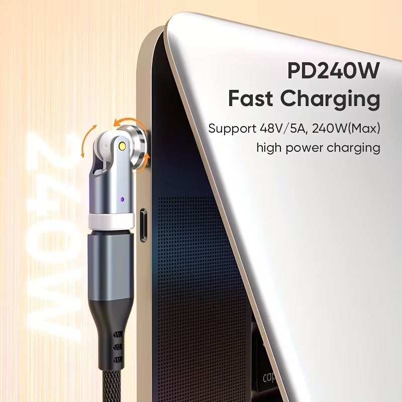 Adaptador USB-C 240W Giratorio 540° con LED