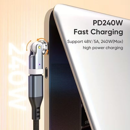 Adaptador USB-C 240W Giratorio 540° con LED