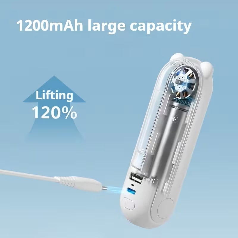 Ventilador Portátil de Mano Mini con Luz LED y Power Bank Blanco