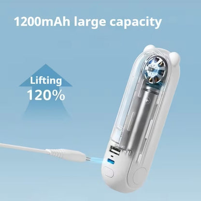 Ventilador Portátil de Mano Mini con Luz LED y Power Bank Blanco