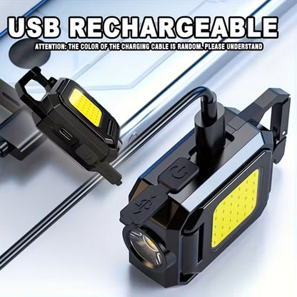 Linterna LED Doble Multifuncional Mini con Llavero Recargable USB