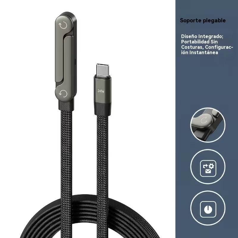 Cable USB-C 240W con Soporte Plegable para Teléfono