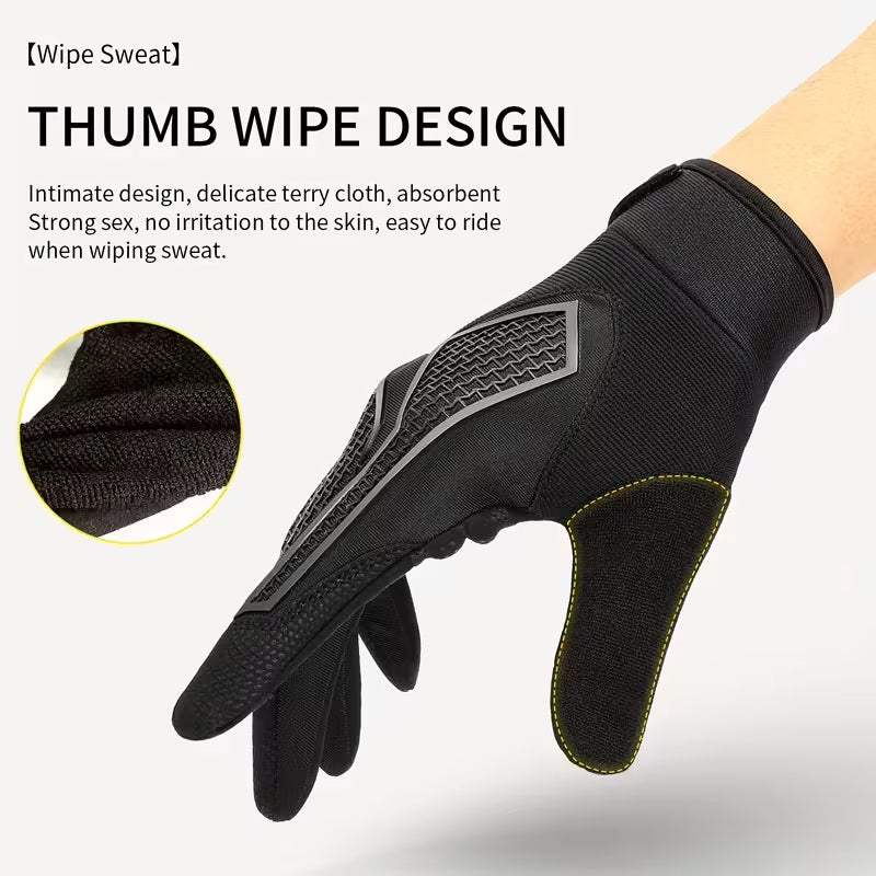 Guantes de Ciclismo Dedos Completos Antideslizantes Táctiles Negro S