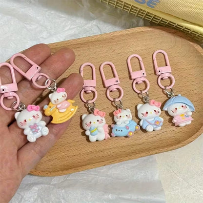 Llaveros Hello Kitty Kawaii – Set x6 Mini Colgantes para Mochilas y Llaves