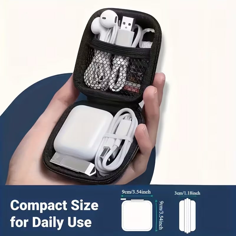 Mini Estuche Portátil para Accesorios Electrónicos Negro