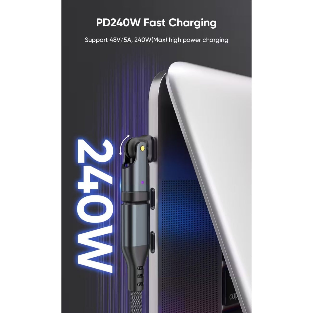 Adaptador USB-C PD 240W Giratorio 180° Alta Potencia