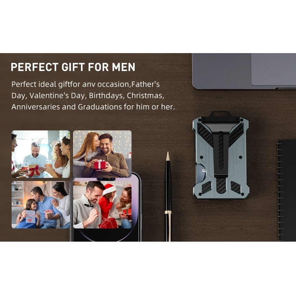 Billetera Inteligente RFID Aluminio 12 Tarjetas Transparente Compacta