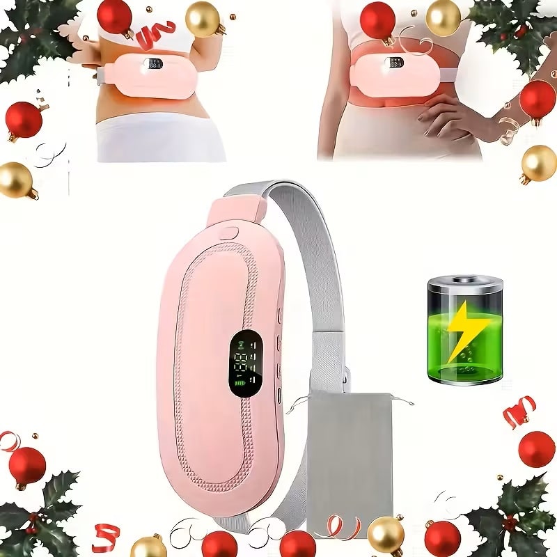 Masajeador Abdominal Recargable USB con Calor y Vibración Rosa