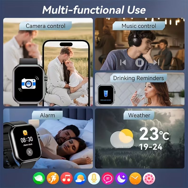 Smartwatch Negro con Llamadas Bluetooth y 100+ Modos Deportivos