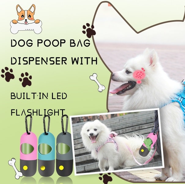 Dispensador Bolsas Perro Eliamo con Linterna LED y Clip