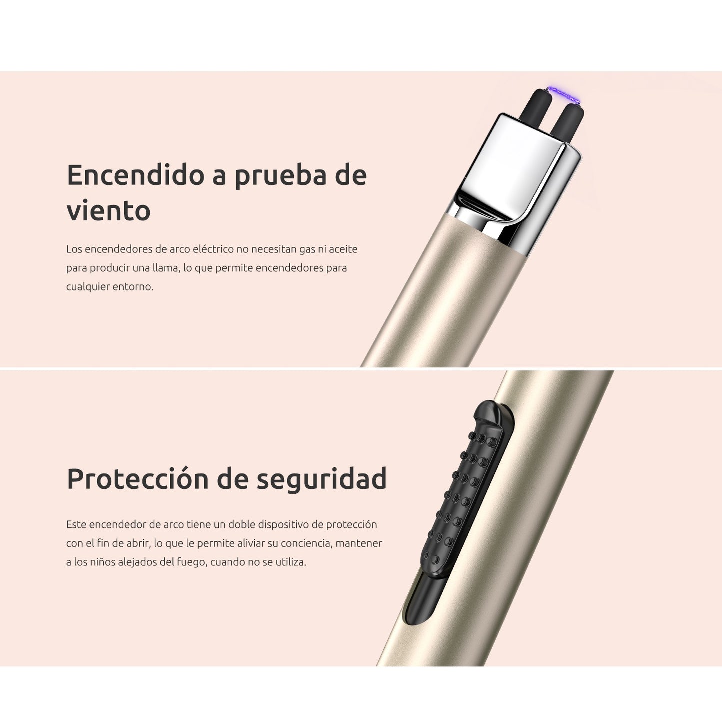 Encendedor Eléctrico USB Sin Llama Resistente al Viento