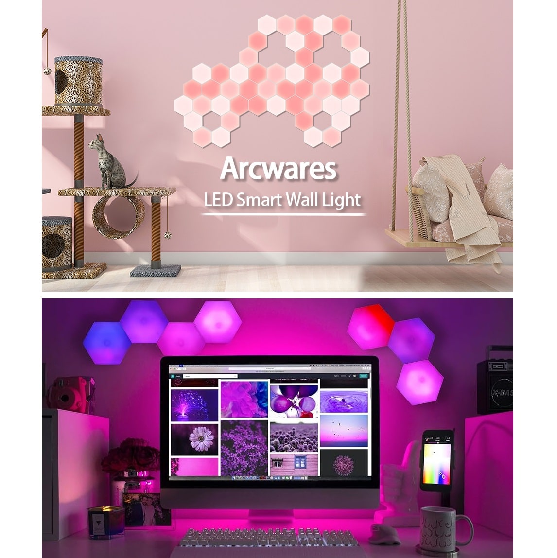 Lámparas LED RGB Hexagonales – Programables y Táctiles con Control Remoto